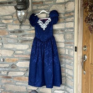 Vintage 1980s Jessica McClintock blue taffeta dressss/bows